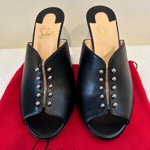 NEW CHRISTIAN LOUBOUTIN Predumule Black/PVC Mule; Size 39 (US 9)